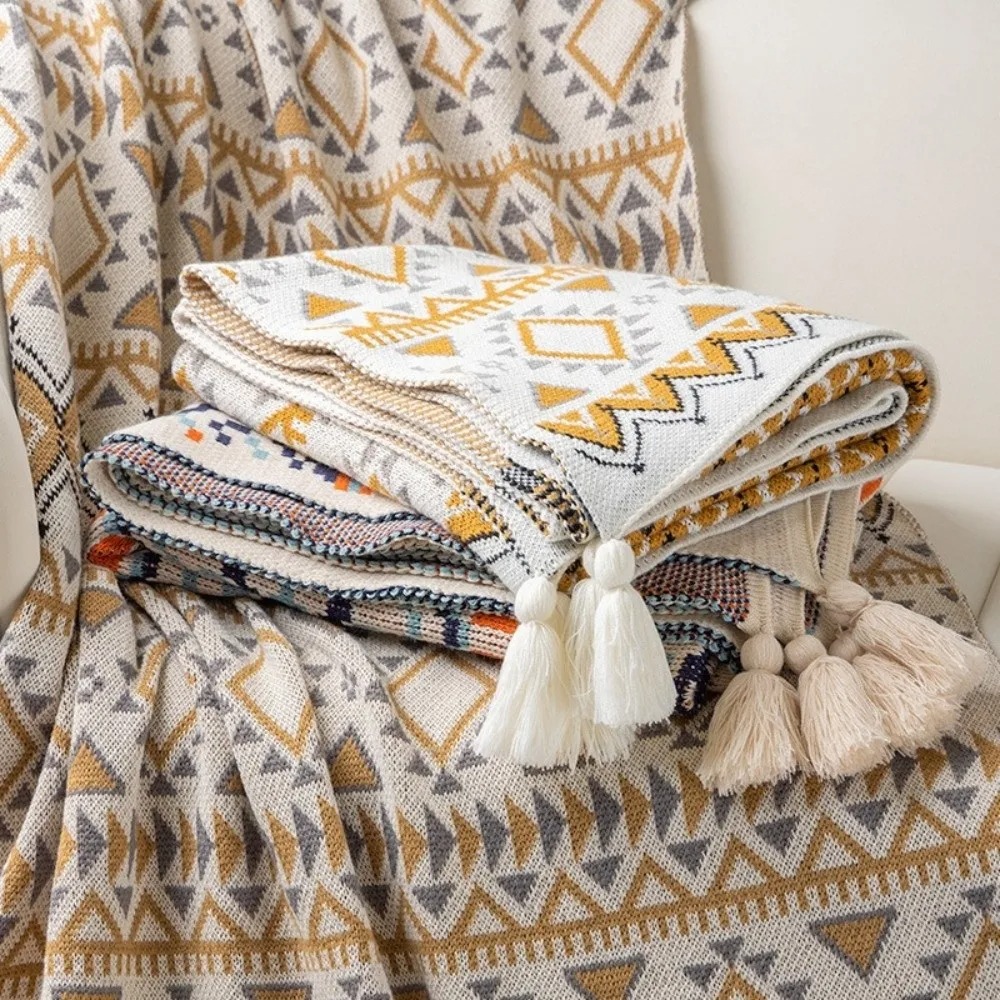Vintage Chunky Knit Boho Throw - đánh giá và giá Boho Throw Blanket Fringe