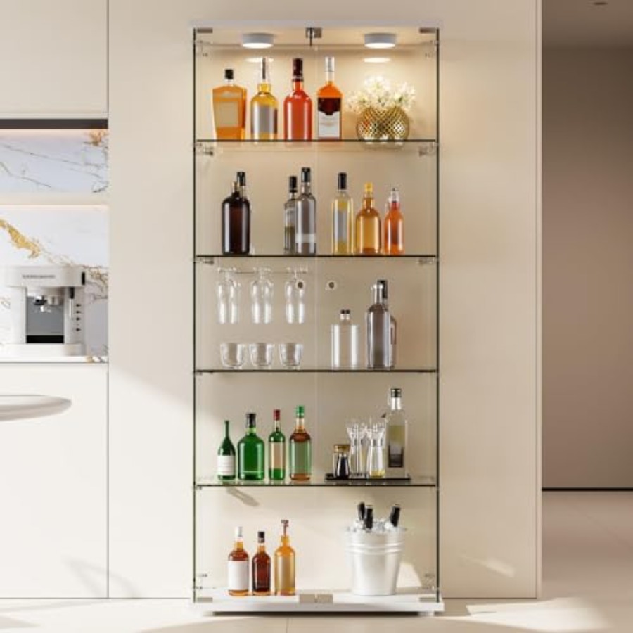5 Shelves Display Cabinet with - đánh giá và giá Lighting