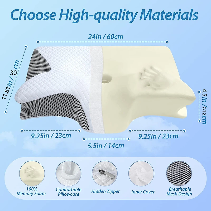 1pc Memory Foam Cervical Pillo - đánh giá và giá Memory Foam Orthopedic Pillow Neck Pain